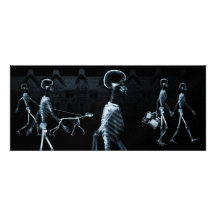 X-Ray Skeletons Midnight Stroll Black Blue Personalized Invitation