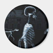 X-Ray Skeletons Midnight Stroll Black Blue Refrigerator Magnets