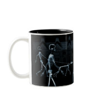 X-Ray Skeletons Midnight Stroll Black Blue Coffee Mugs