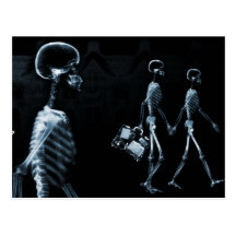X-Ray Skeletons Midnight Stroll Black Blue Post Cards