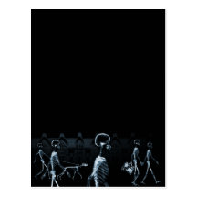 X-Ray Skeletons Midnight Stroll Black Blue Postcards