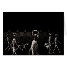 X-Ray Skeletons Midnight Stroll Black Sepia Card