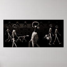 X-Ray Skeletons Midnight Stroll Black Sepia Poster