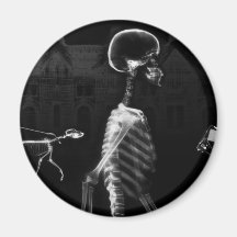 X-Ray Skeletons Midnight Stroll Black White Magnets