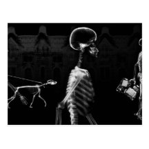 X-Ray Skeletons Midnight Stroll Black White Postcards