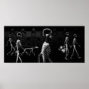 X-Ray Skeletons Midnight Stroll Black & White posters