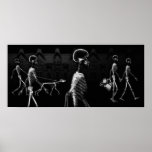 X-Ray Skeletons Midnight Stroll Black & White Print