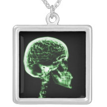 X-RAY SKULL BRAIN - BLACK & GREEN CUSTOM JEWELRY