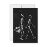 X-RAY VISION SKELETON COUPLE TRAVELING B&W CUSTOM INVITATIONS
