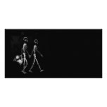 X-RAY VISION SKELETON COUPLE TRAVELING B&W PHOTO CARD