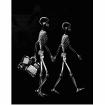 X-RAY VISION SKELETON COUPLE TRAVELING B&W