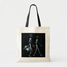 X-RAY VISION SKELETON COUPLE TRAVELING BLUE CANVAS BAG
