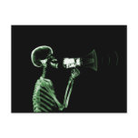 X-RAY VISION SKELETON ON MEGAPHONE - GREEN postcards