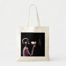 X-RAY VISION SKELETON ON MEGAPHONE -PINK CANVAS BAG