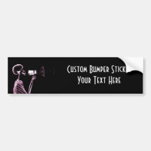 X-RAY VISION SKELETON ON MEGAPHONE -PINK BUMPER STICKERS