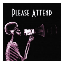 X-RAY VISION SKELETON ON MEGAPHONE -PINK CUSTOM INVITES