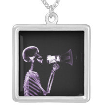 X-RAY VISION SKELETON ON MEGAPHONE - PURPLE NECKLACES