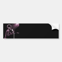 X-RAY VISION SKELETON SINGING ON RETRO MIC - PINK BUMPER STICKER