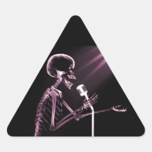 X-RAY VISION SKELETON SINGING ON RETRO MIC - PINK STICKERS