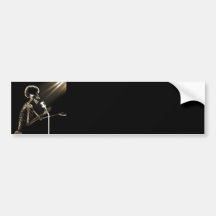 X-RAY VISION SKELETON SINGING ON RETRO MIC - SEPIA BUMPER STICKER