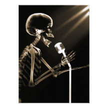 X-RAY VISION SKELETON SINGING ON RETRO MIC - SEPIA CUSTOM ANNOUNCEMENTS