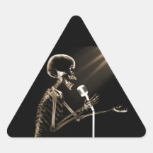 X-RAY VISION SKELETON SINGING ON RETRO MIC - SEPIA STICKER