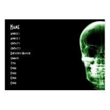 X-RAY VISION SKELETON SKULL - GREEN BUSINESS CARD TEMPLATE