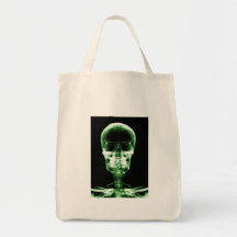 X-RAY VISION SKELETON SKULL - GREEN CANVAS BAGS