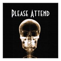 X-RAY VISION SKELETON SKULL - ORANGE CUSTOM INVITATION