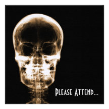 X-RAY VISION SKELETON SKULL - ORANGE CUSTOM INVITATIONS