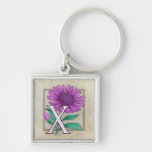 Xeranthemum Flower Monogram Key Chains