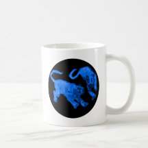 Xian China 2002 Blue Ghost Tigers Black Circle Tra Coffee Mugs