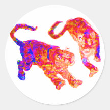 Xian China 2002  Ghost Tigers Hot & Cold Transp Th Round Sticker