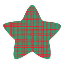 Xmas Brish Checks green Star Sticker