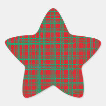 Xmas Brish Checks red Star Sticker