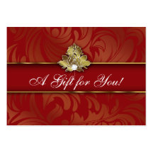 Xmas Elegant Jewellery Logo Gift Card Red Gold 2 Business Card Template