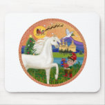 Xmas Fantasy - White Arabian Horse Mouse Pads