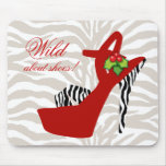 Xmas Fashion Mousepad Zebra Shoe Red