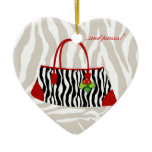 Xmas Fashion shoe lover ornament gift red zebra