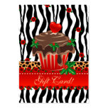 Xmas Gift Card Cupcake Zebra Leopard Business Card Template