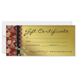 Xmas Gift Certificates Salon Spa Gold Red Floral rack cards