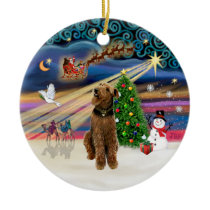 Xmas Magic - Airedale (looking up) Ornaments