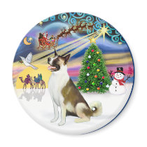 Xmas Magic and Akita Refrigerator Magnets
