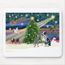 Xmas Magic-Aussie Cattle Dog pair Mouse Pad