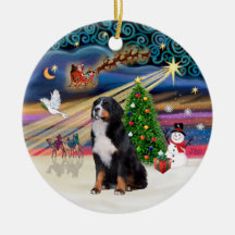 Xmas Magic - Bernese Mountain Dog 2 Christmas Tree Ornament