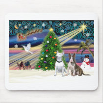 Xmas Magic-Bull Terrier Pair Mouse Pads