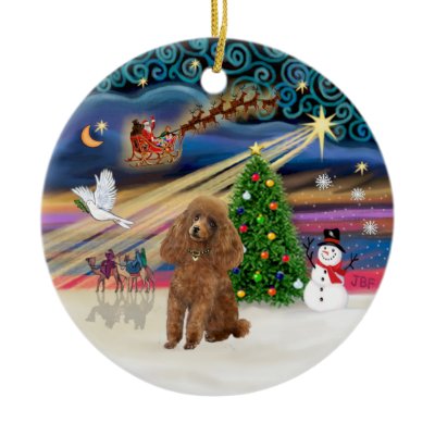 Xmas Magic Poodle (Toy apricot) Christmas Ornament