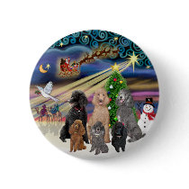 Xmas Magic (R) - 6 Standard Poodles Pinback Button
