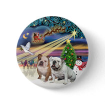 Xmas Magic (R) - Two English Bulldogs Buttons
