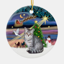 Xmas Magic - Silver Tabby cat Christmas Ornament